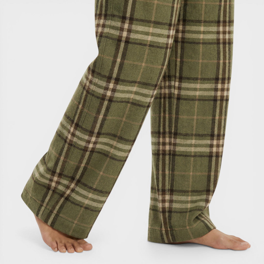 Pantalones Mujer de Tela Cuadros Pierna Ancha
