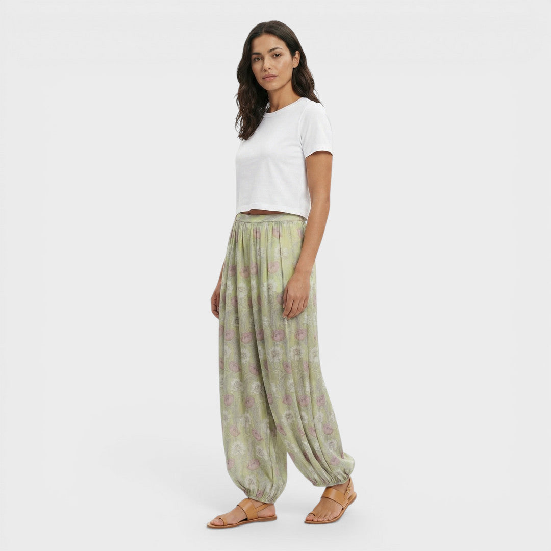 Pantalones Mujer Estampado Floral Pierna Ancha