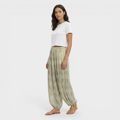 Pantalones Mujer Estampado Floral Pierna Ancha