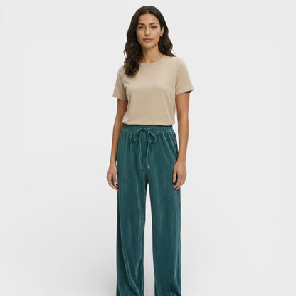 Pantalones Mujer Plisados Corte Ancho