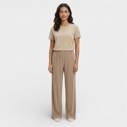 Pantalones Mujer Plisados Corte Ancho
