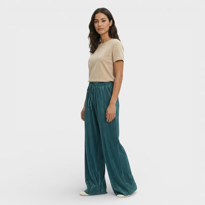 Pantalones Mujer Plisados Corte Ancho - Mavetta