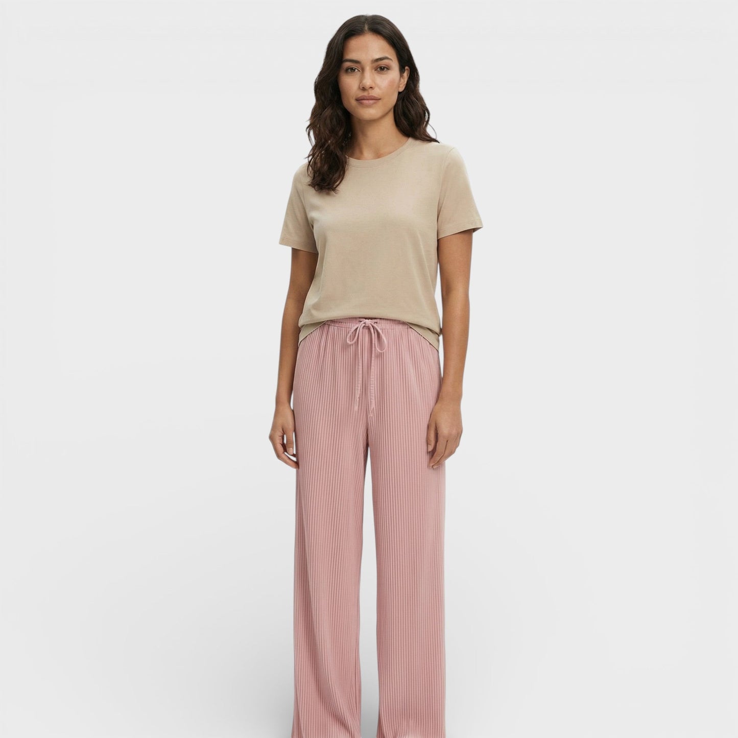 Pantalones Mujer Plisados Corte Ancho