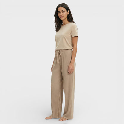 Pantalones Mujer Plisados Corte Ancho