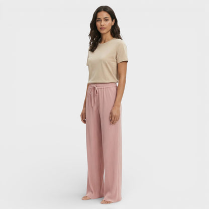 Pantalones Mujer Plisados Corte Ancho