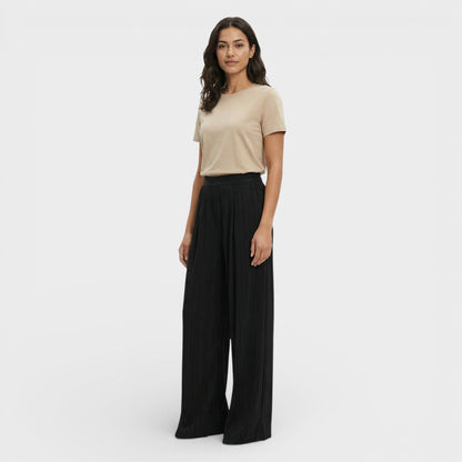 Pantalones Mujer Plisados Corte Ancho
