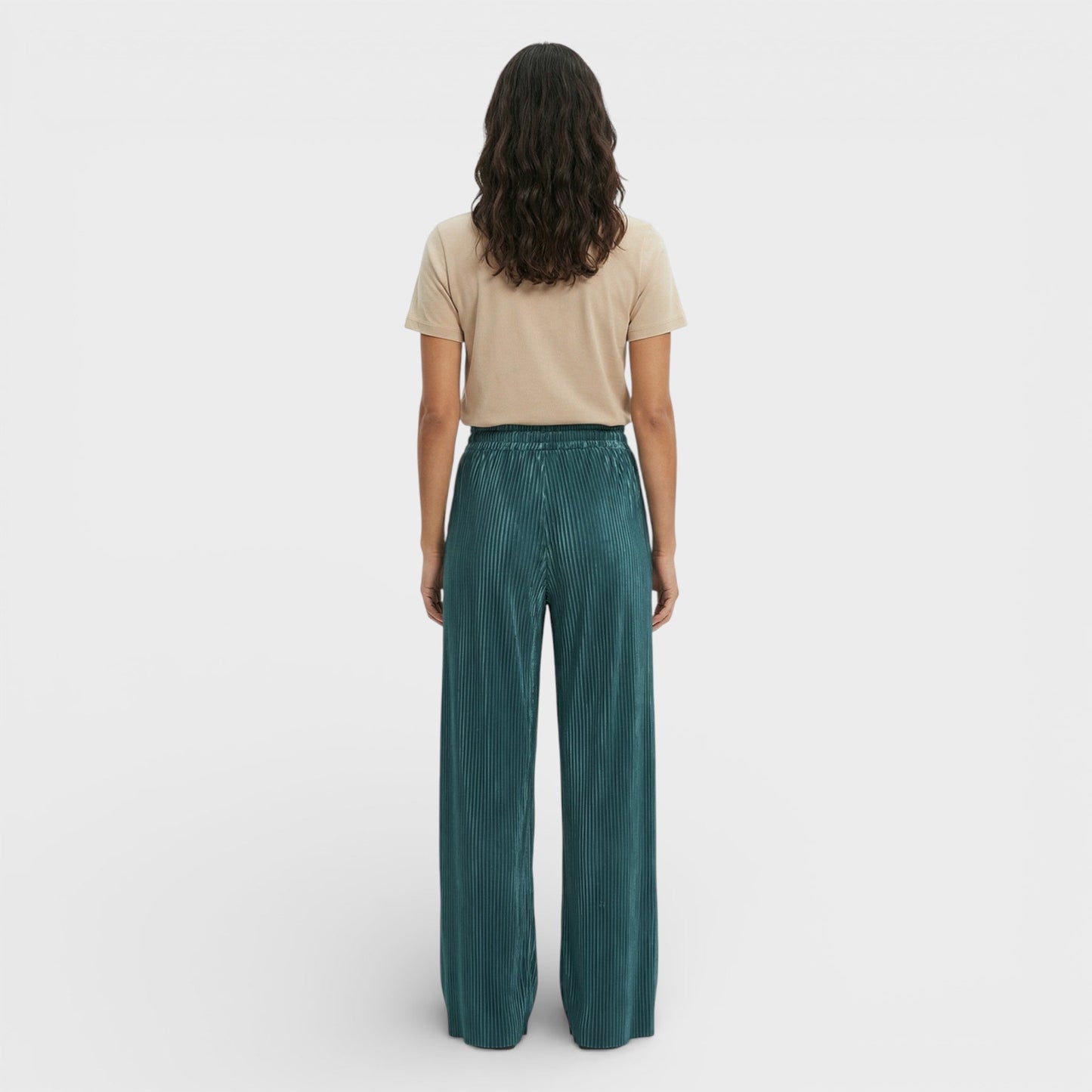 Pantalones Mujer Plisados Corte Ancho