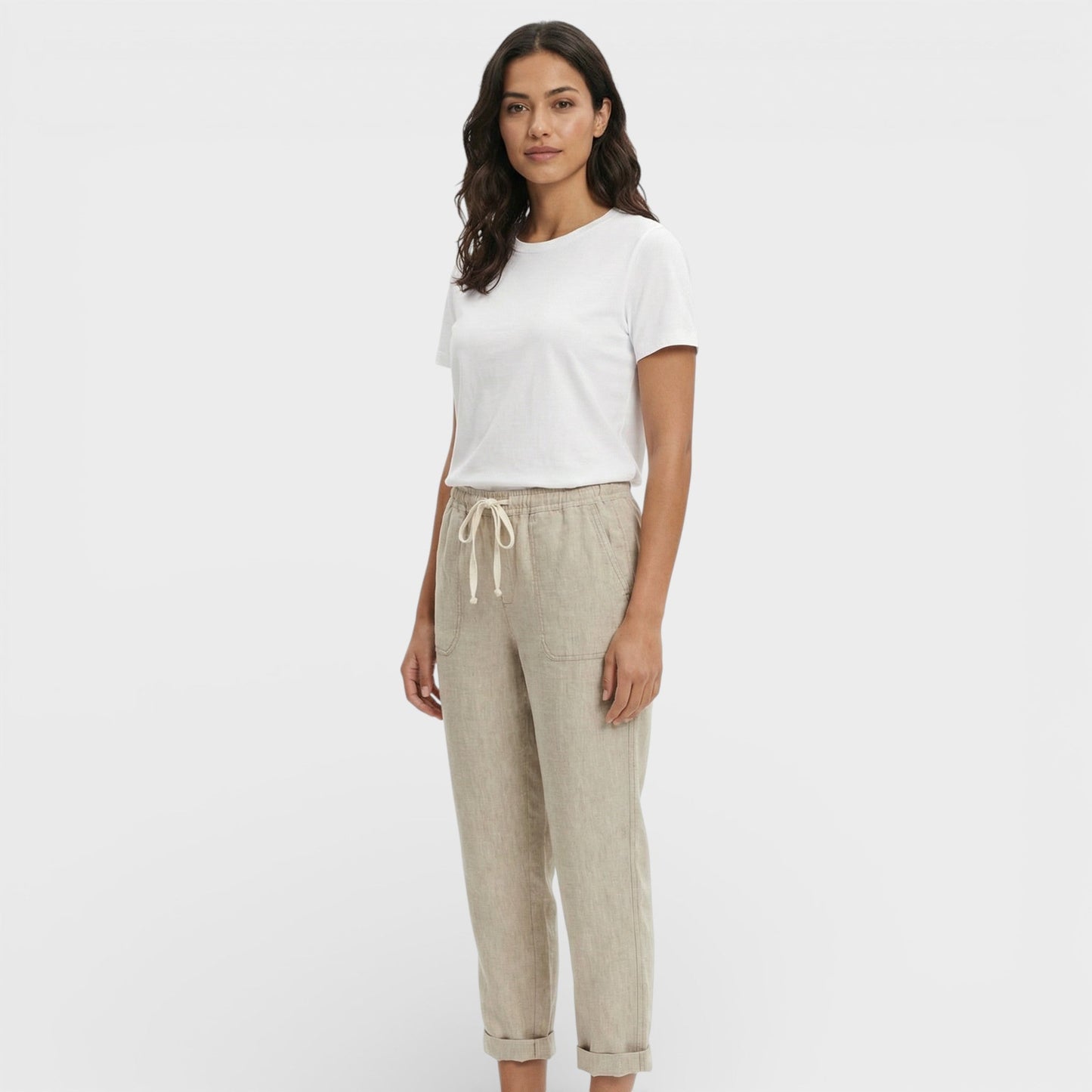 Pantalones Mujer Holgados Algodón Cintura Elástica