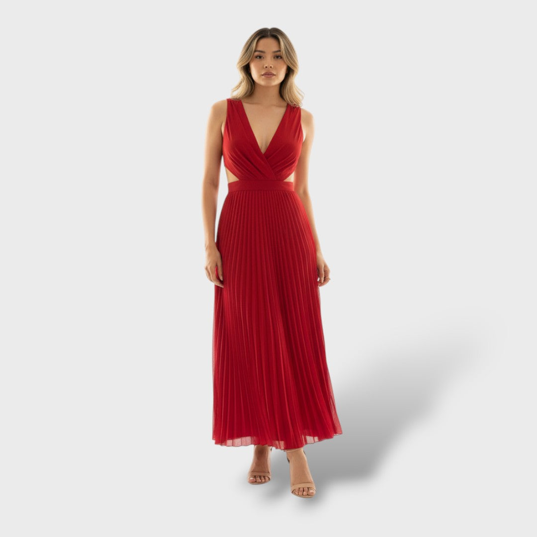 Vestido maxi mujer plisado fluido