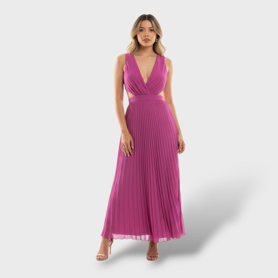 Vestido maxi mujer plisado fluido