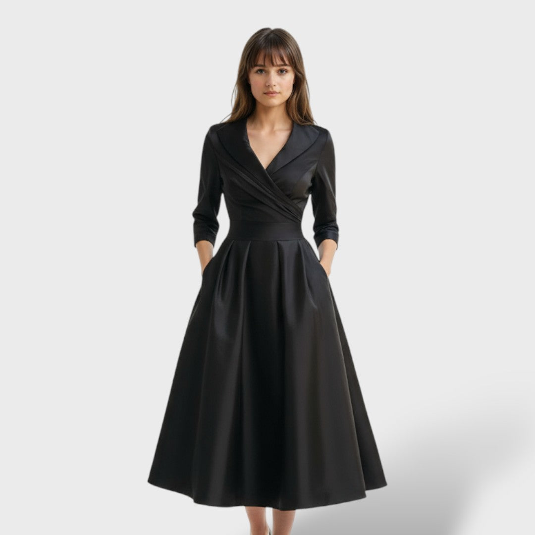 Vestido Midi Mujer de Satén Ajuste Elegante