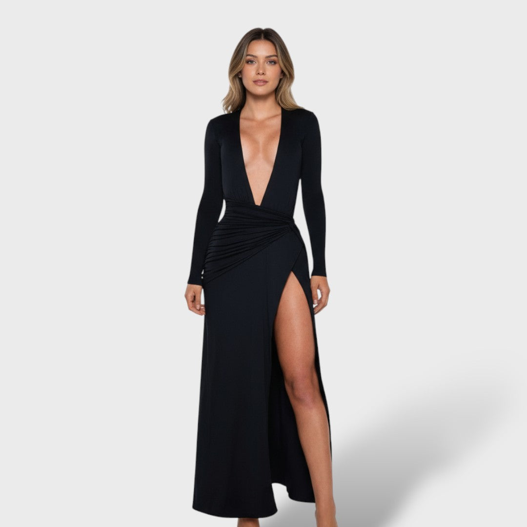 Vestido maxi mujer escote profundo ajustado - Mavetta