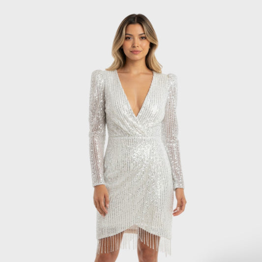 Vestido corto mujer escote en V elegante - Mavetta