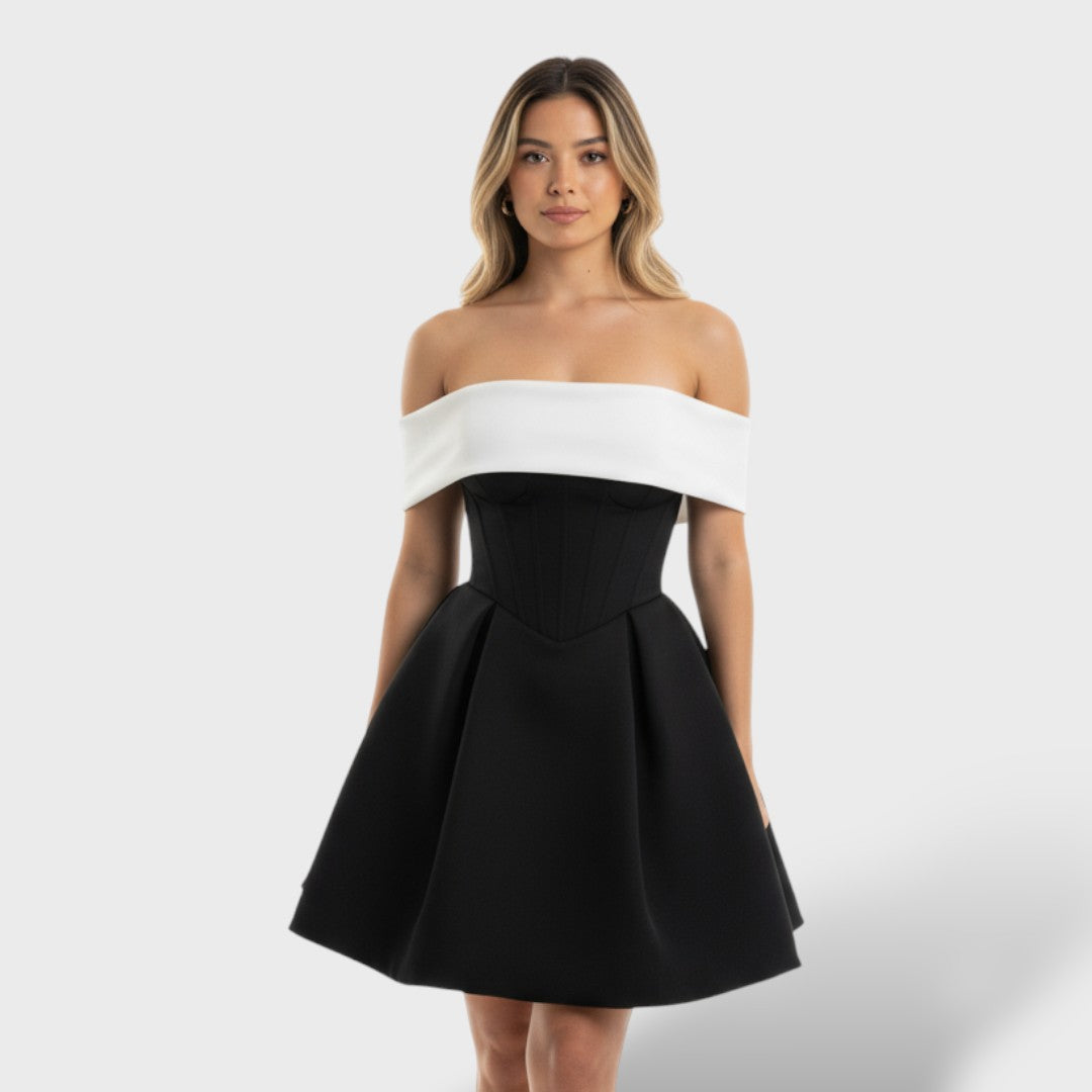 Vestido mini mujer con lazo hombros descubiertos ajustado - Mavetta