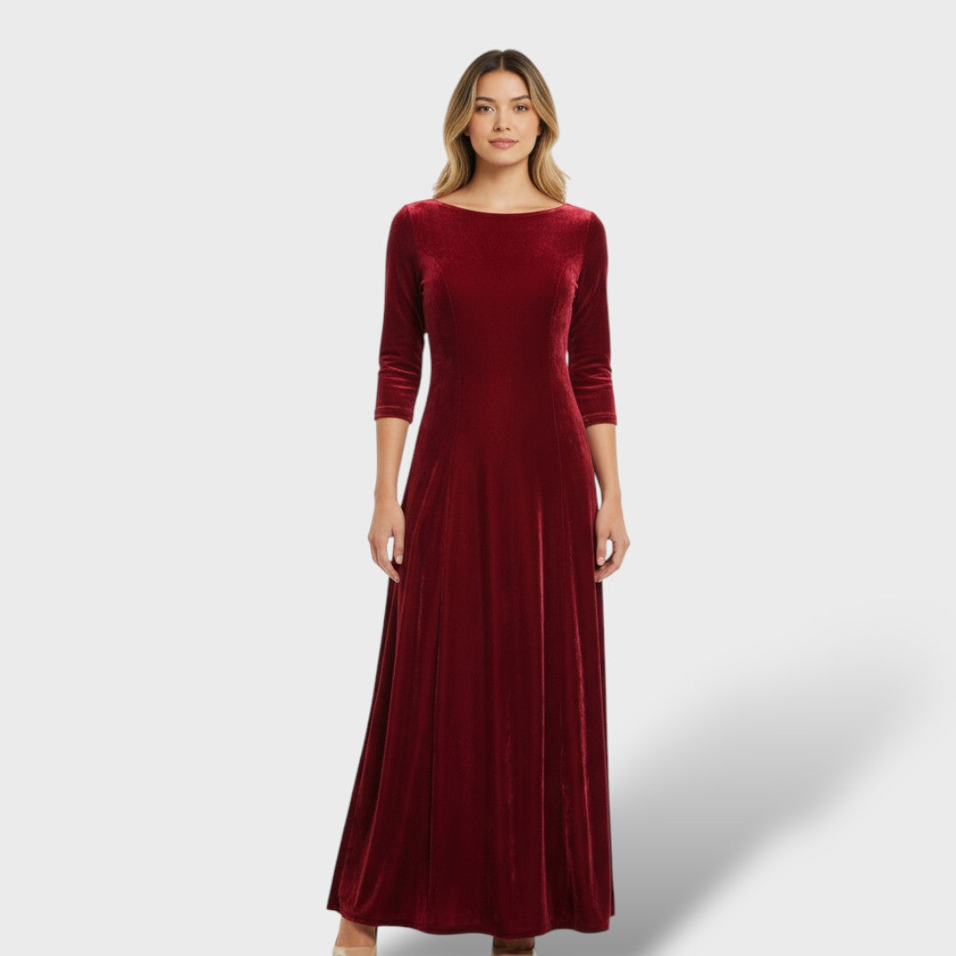 Vestido midi mujer manga larga elegante - Mavetta