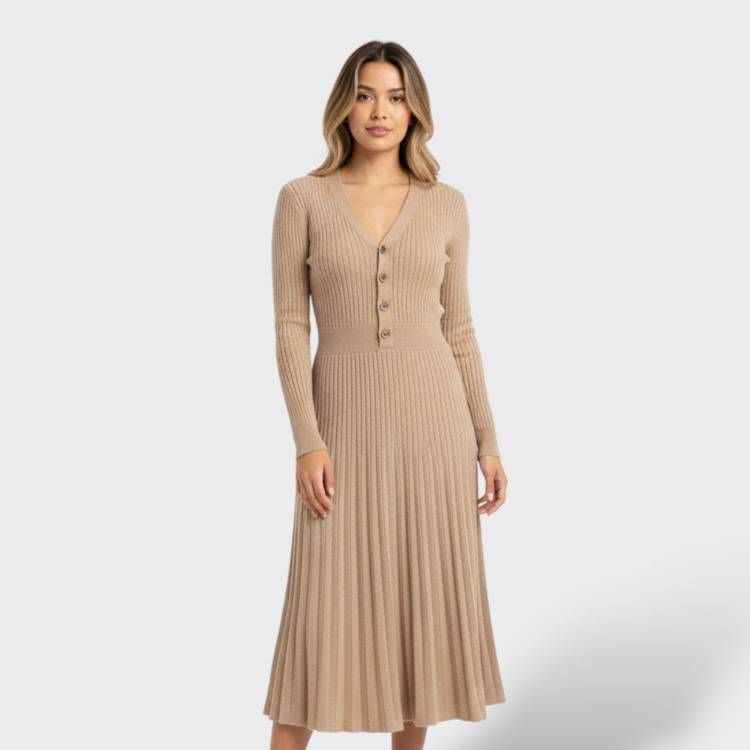Vestido Mujer de Lana Escote en V
