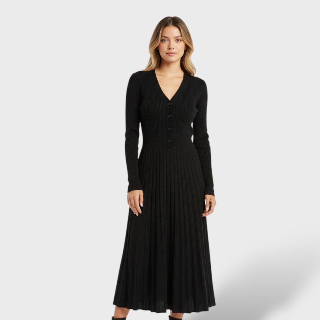 Vestido Mujer de Lana Escote en V