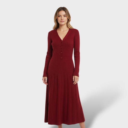 Vestido Mujer de Lana Escote en V - Mavetta