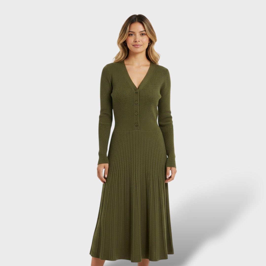 Vestido Mujer de Lana Escote en V