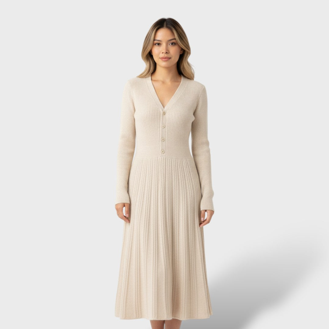 Vestido Mujer de Lana Escote en V