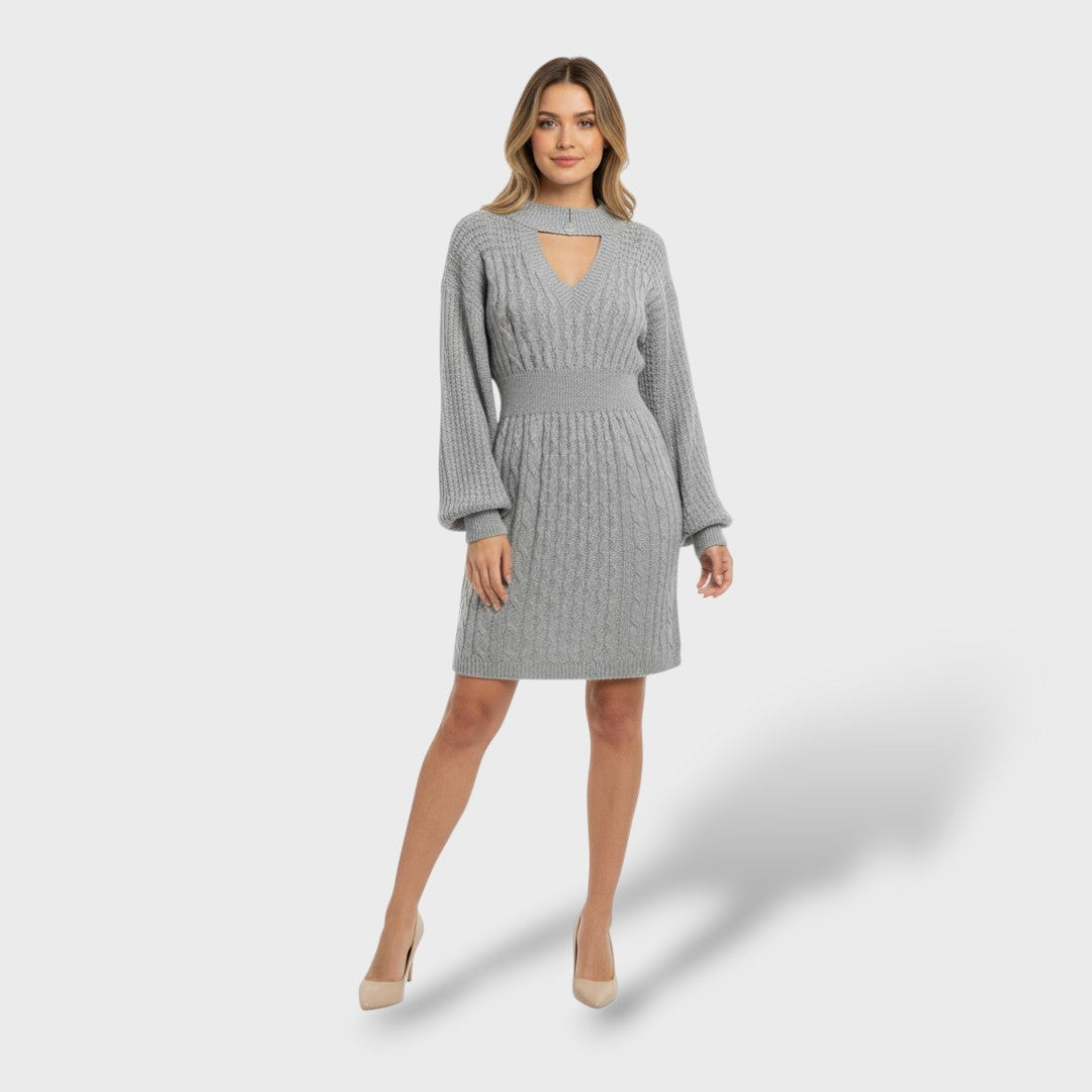 Vestido Mujer de Lana Manga Farol con Aberturas