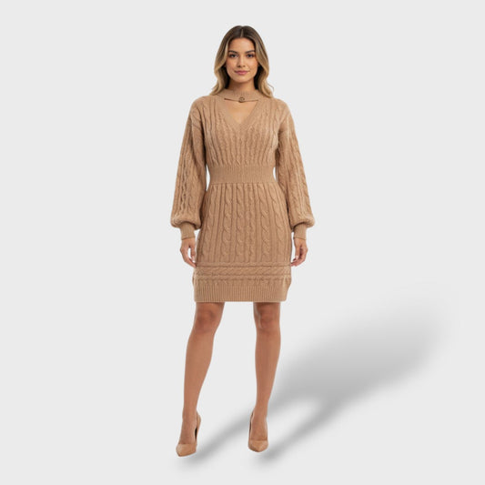 Vestido Mujer de Lana Manga Farol con Aberturas - Mavetta
