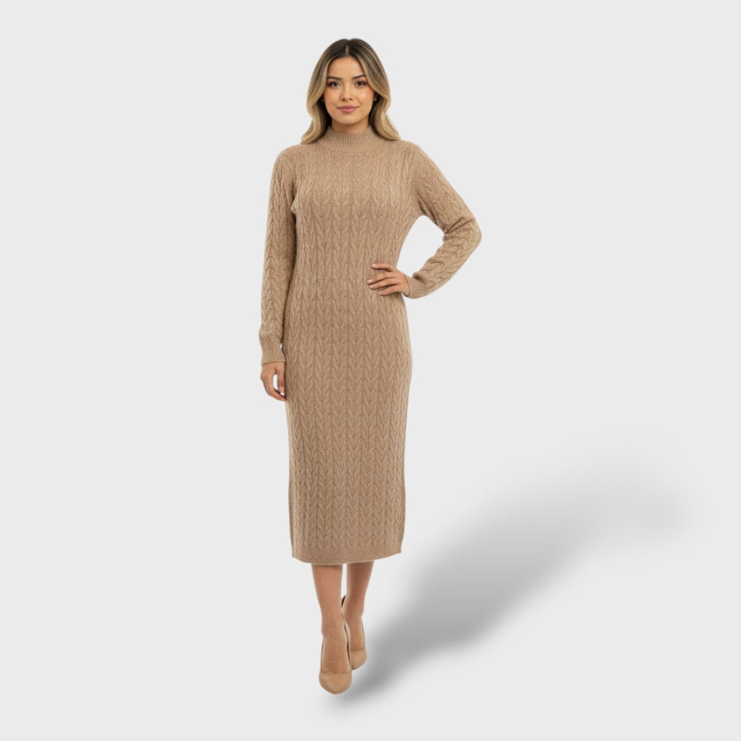 Vestido Largo Mujer Lana Merino Cuello Vuelto