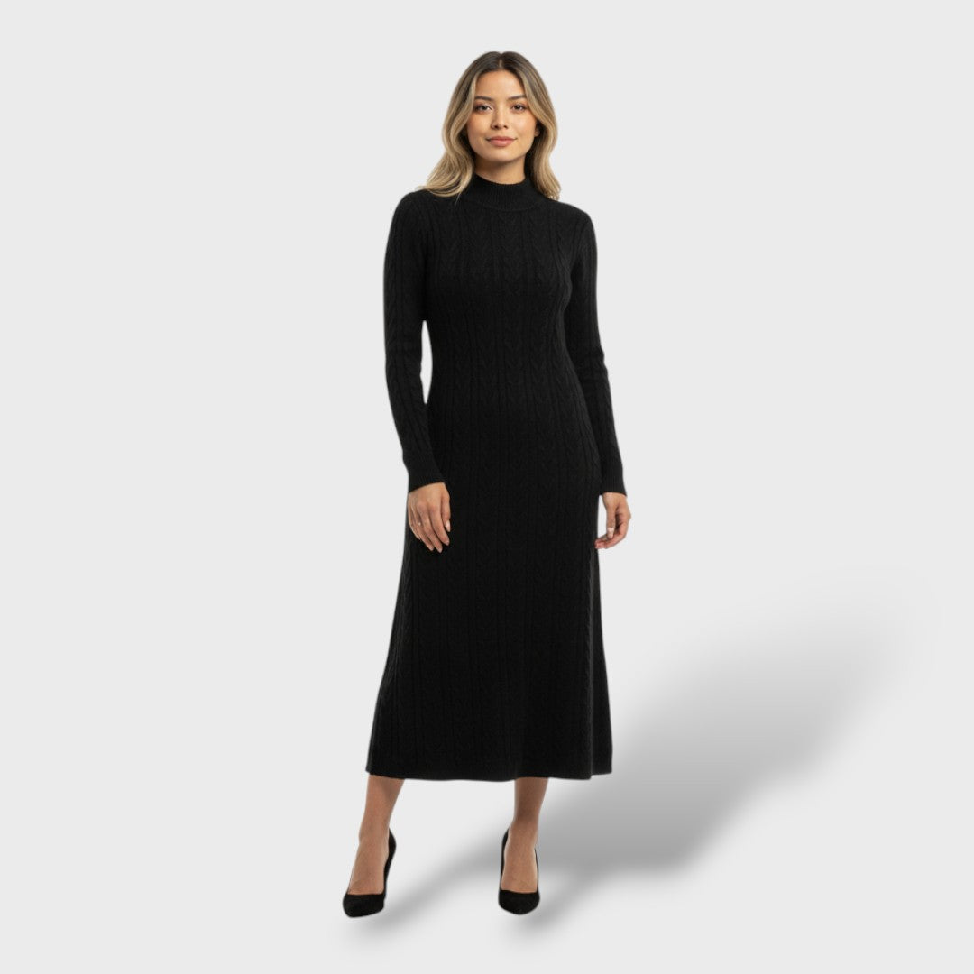 Vestido Largo Mujer Lana Merino Cuello Vuelto