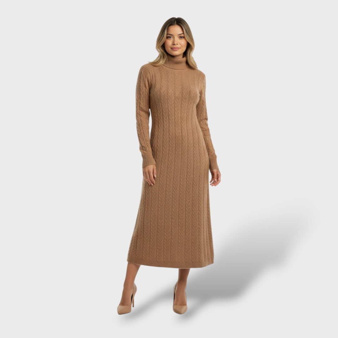 Vestido Largo Mujer Lana Merino Cuello Vuelto