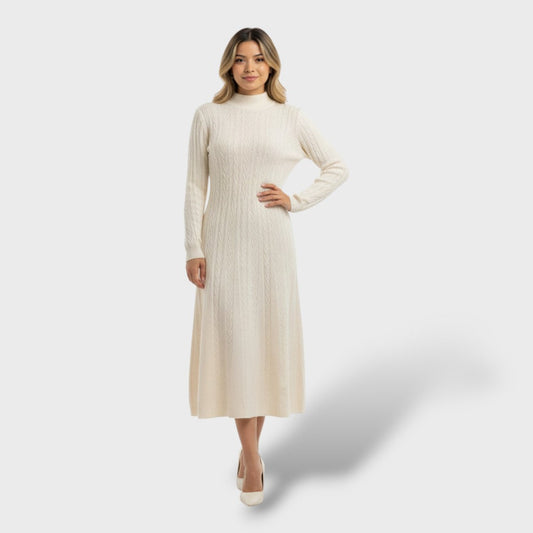 Vestido Largo Mujer Lana Merino Cuello Vuelto - Mavetta