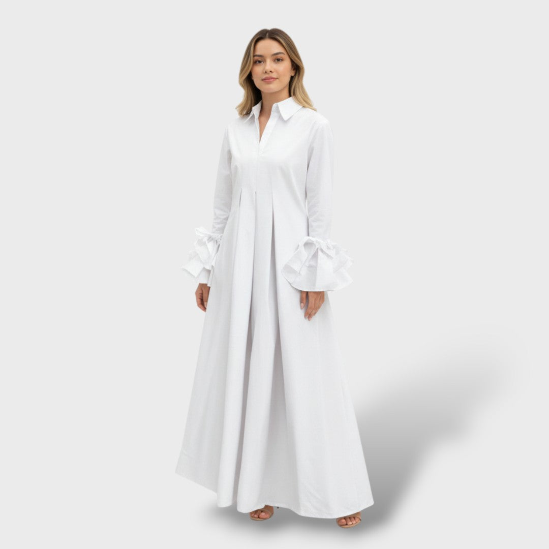 Vestido Largo Mujer Cuello Camisero Ajustado - Mavetta