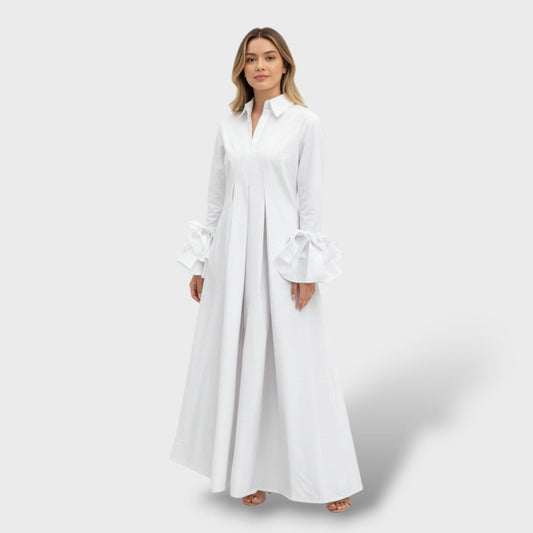 Vestido Largo Mujer Cuello Camisero Ajustado - Mavetta