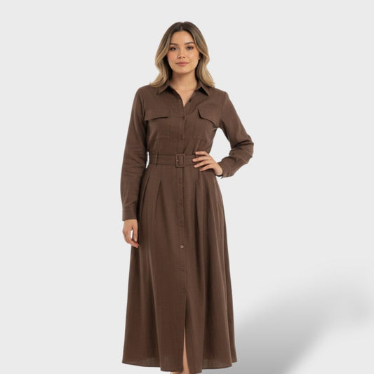 Vestido Largo Mujer Tipo Camisero Manga Larga - Mavetta