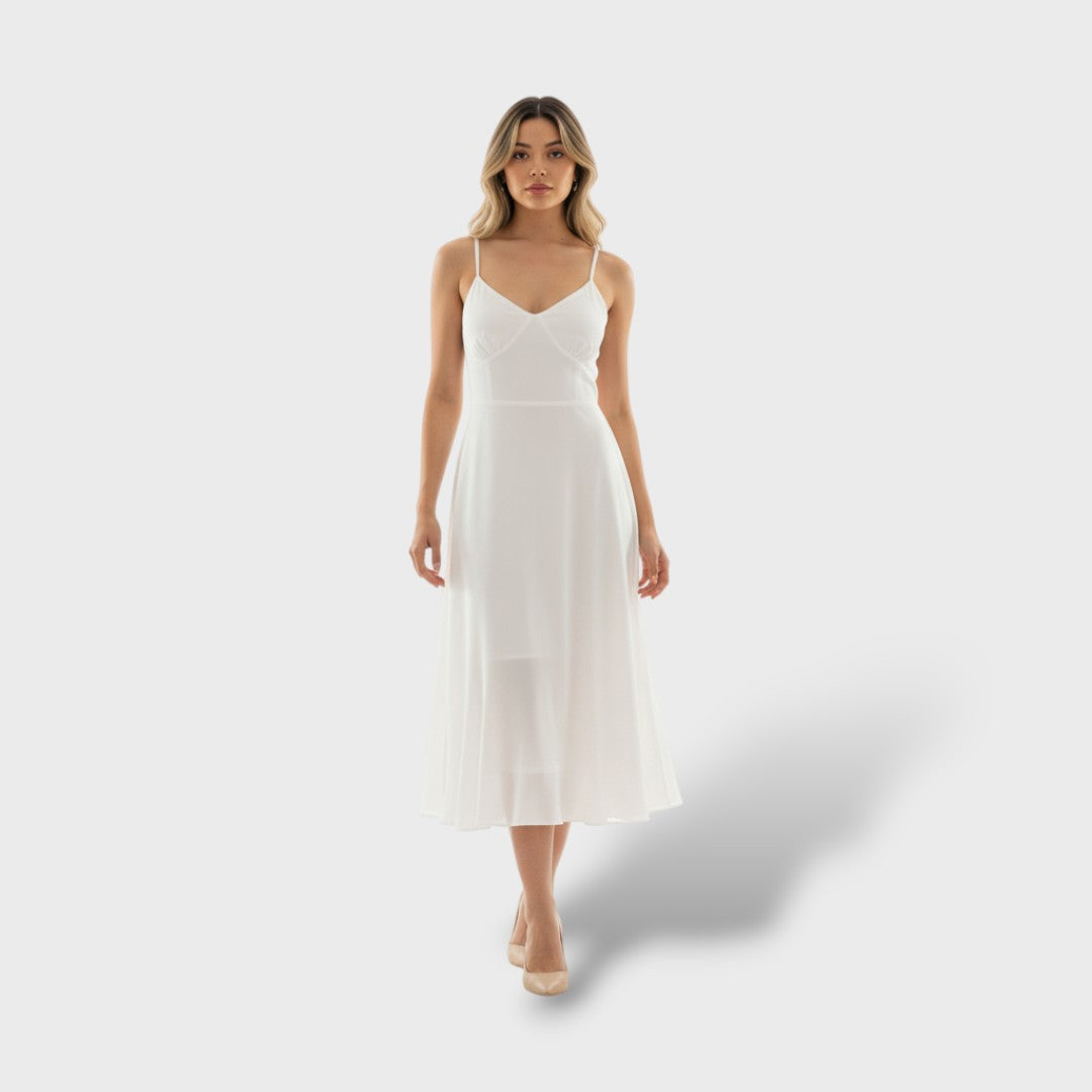 Vestido Midi Mujer sin Mangas Cuello Cuadrado - Mavetta