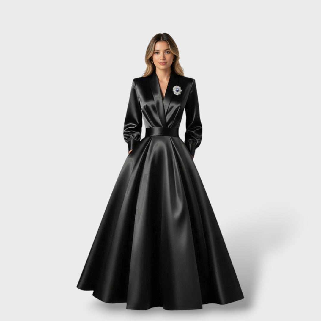 Vestido Midi Mujer Escote en V Elegante