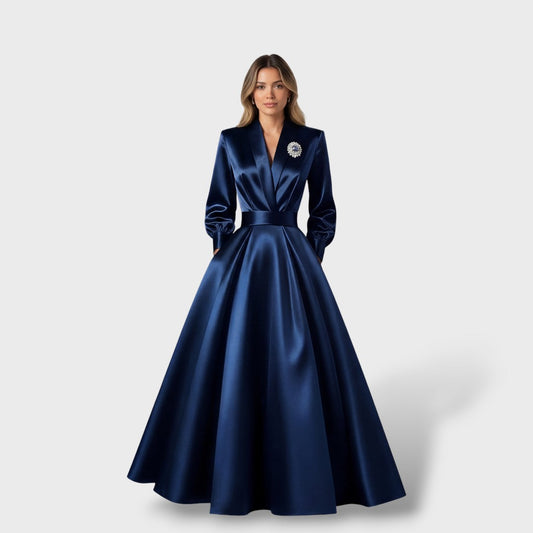 Vestido Midi Mujer Escote en V Elegante - Mavetta