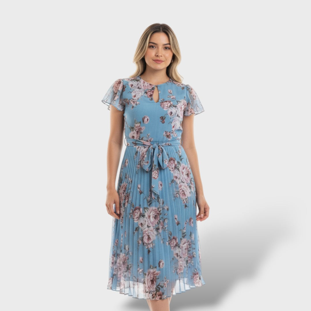 Vestido Midi Mujer Cruzado con Cinturón de Lazo