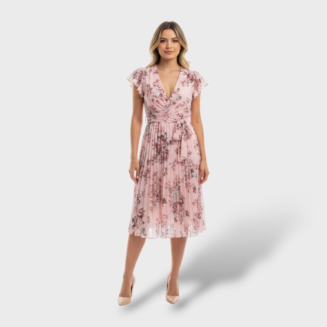 Vestido Midi Mujer Cruzado con Cinturón de Lazo - Mavetta