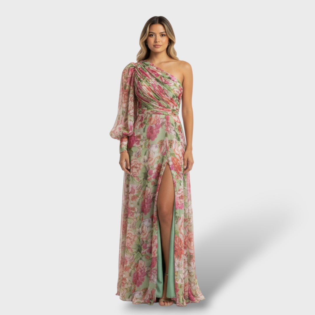 Vestido Mujer Asimétrico Estampado Floral Veraniego