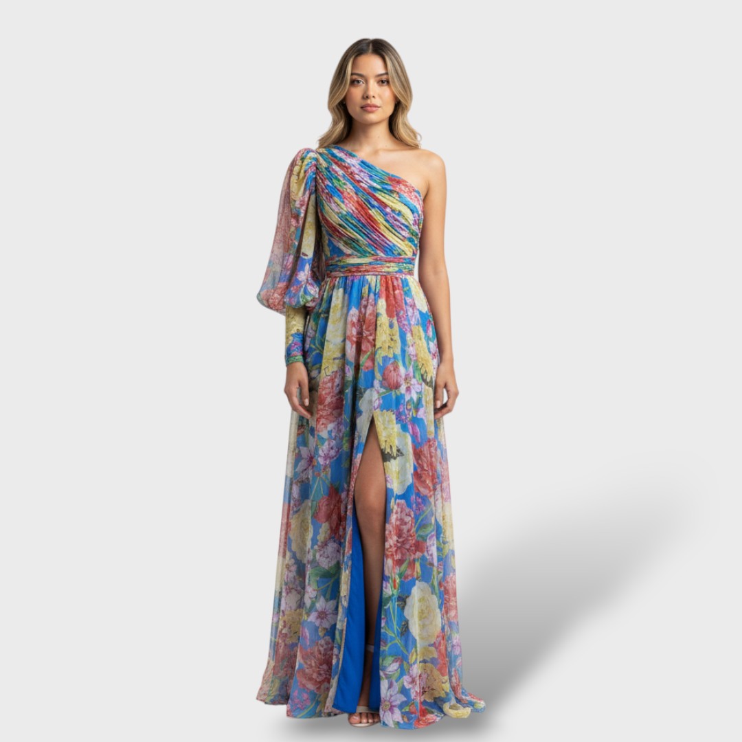 Vestido Mujer Asimétrico Estampado Floral Veraniego - Mavetta