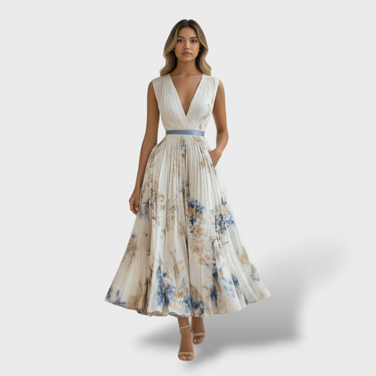 Vestido Mujer Ceremonia Estampado Floral Ajuste Elegante - Mavetta