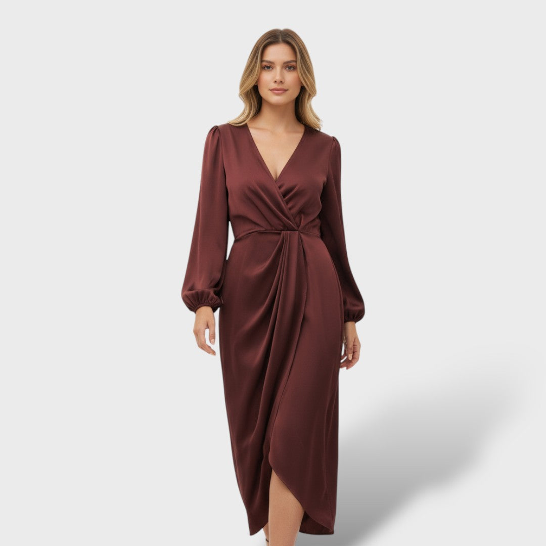 Vestido formal Mujer Cruzado Manga Larga