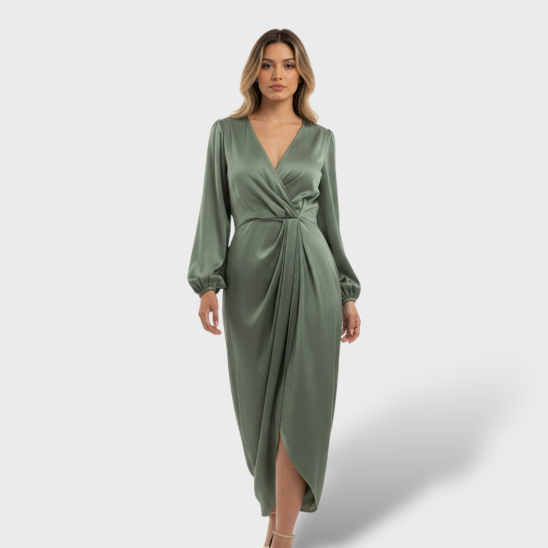 Vestido formal Mujer Cruzado Manga Larga