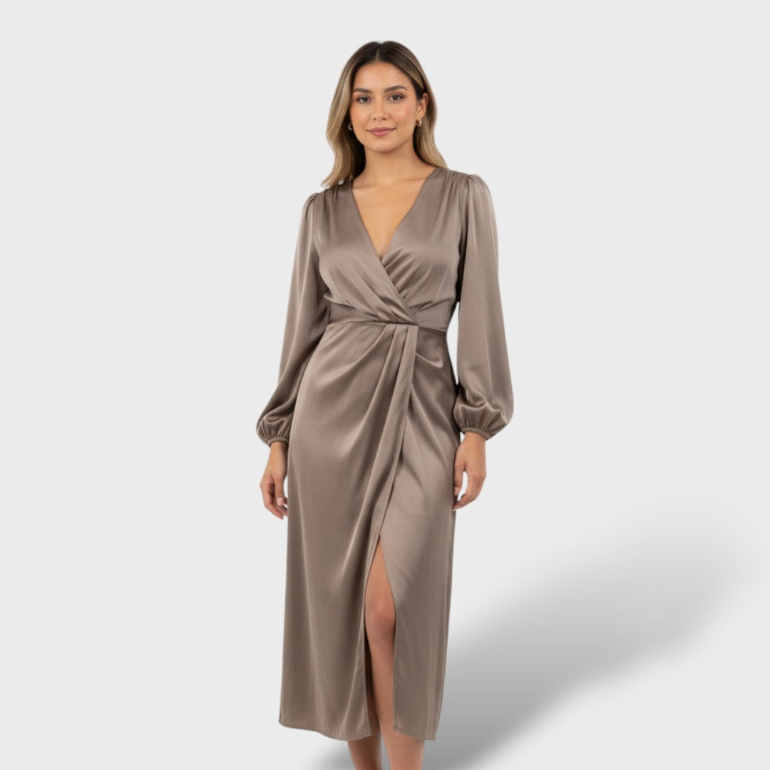 Vestido formal Mujer Cruzado Manga Larga