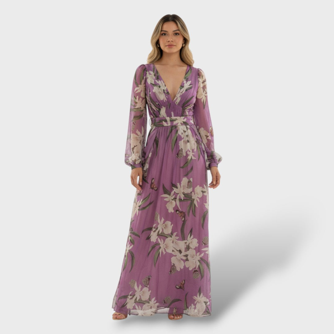 Vestido Mujer de Gasa Floral Corte Fluido - Mavetta