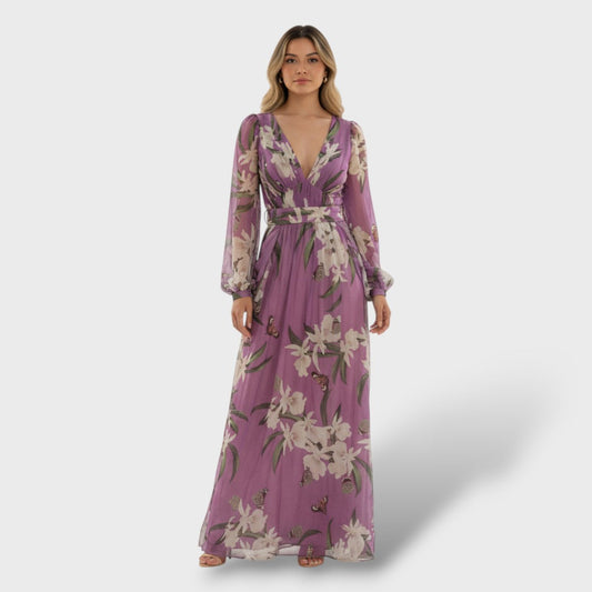 Vestido Mujer de Gasa Floral Corte Fluido - Mavetta