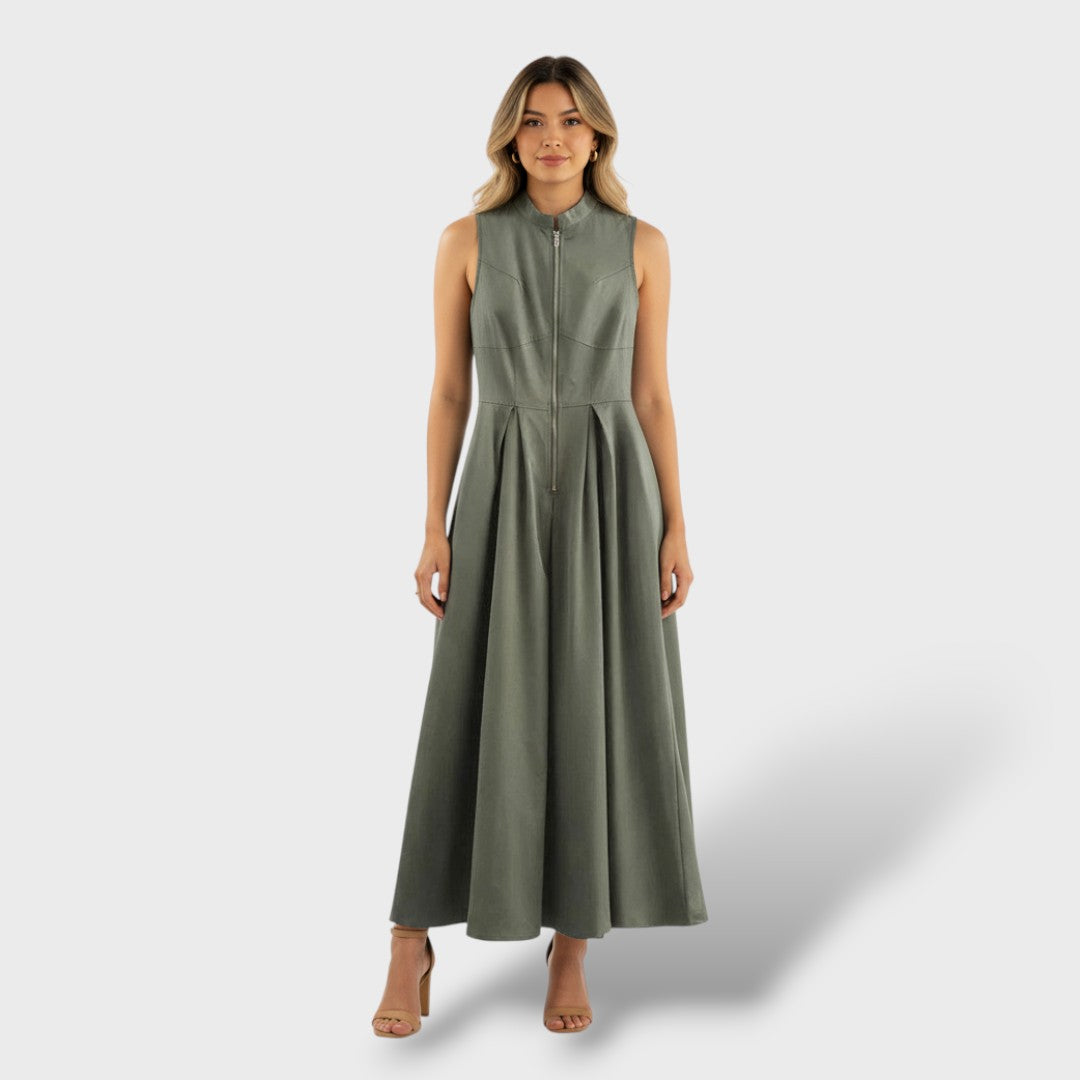 Vestido midi mujer sin mangas ajuste elegante