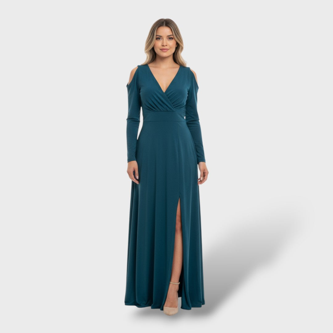 Vestido Largo Mujer con Abertura Lateral Ajustado