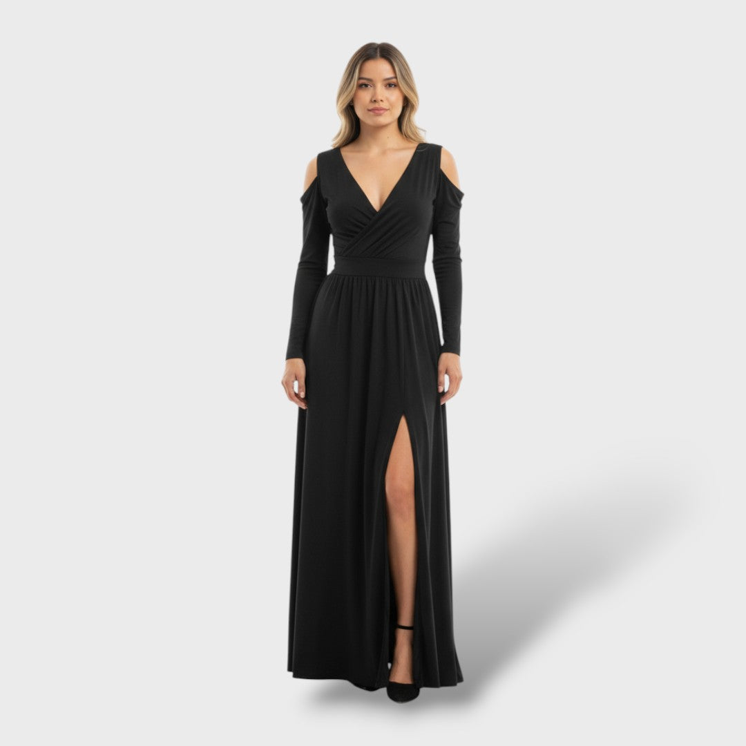 Vestido Largo Mujer con Abertura Lateral Ajustado - Mavetta