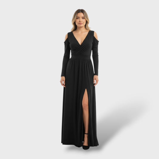 Vestido Largo Mujer con Abertura Lateral Ajustado - Mavetta